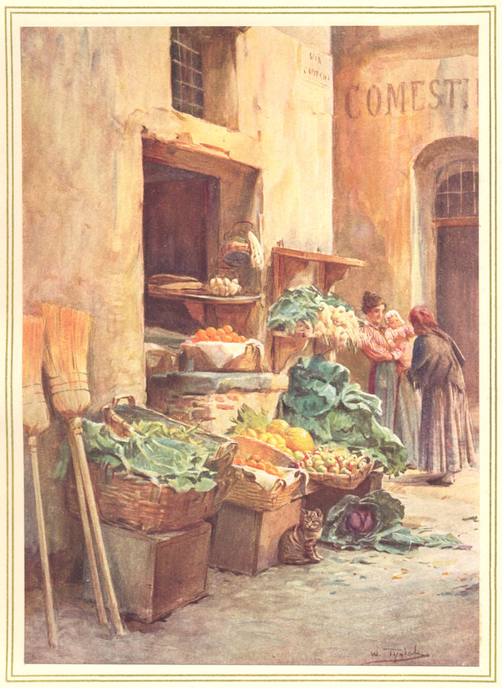 ITALY. The Greengrocer shop 1912 old antique vintage print picture
